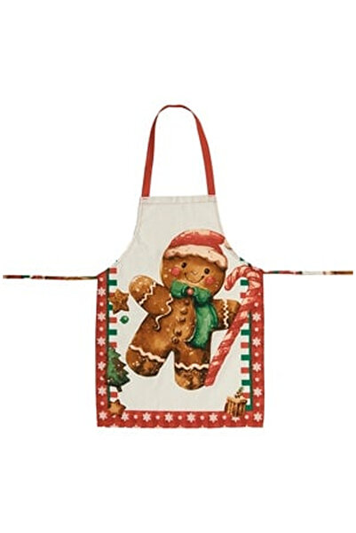 OEM Sort de Bucatarie Ecru Rosu cu Model Figurina de Om de Turta Dulce 75x50cm