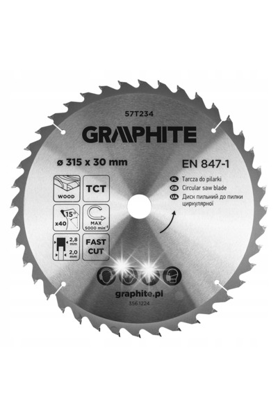 graphite Pânză de ferăstrău circular 315x30mm 40 dinți pânză de ferăstrău 57T234