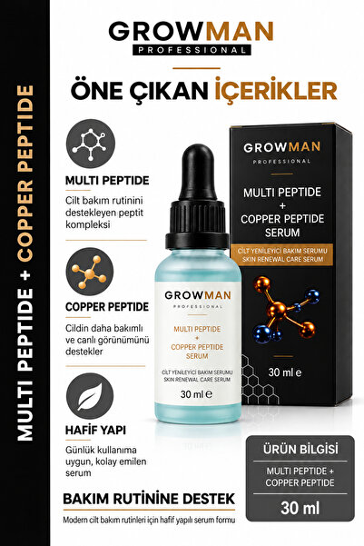 growman Bakır Peptit + Multi Peptit / %3 / - Cilt Yenileyici Bakım Serumu 30 ml