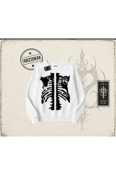 Tarzsokak Unisex majica Y2k sa širokim izrezom, unisex, bela