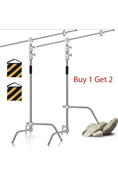 SH Sliver Stainless Steel Heavy Duty C Stand Light Stand Max Height 260cm Pho...