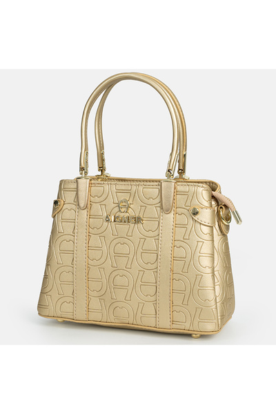 Aigner حقيبة يد نسائية كلاسيكية منقوشة، حقيبة كبيرة السعة مع حزام للكتف