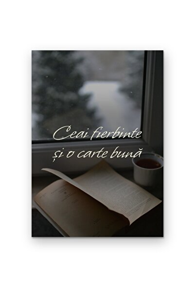 OEM Poster Carton 250g A4 Wall Art cu citat Ceai fierbinte si o carte buna, D...