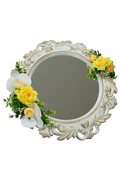 OEM Oglindă decorată pentru mireasă, Trandafiri, Bujori, Orhidee, Galben, Cre...