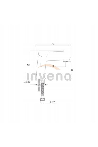 Invena UMYWALKOWA BATERIE DE BAIE DE PENTRU LAVABO, CU MONTAJ PE PENTRU, CU U...