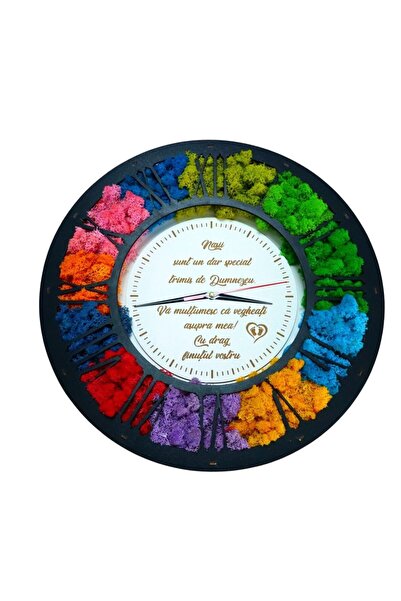 OEM Ceas de Botez Lichen Naști, Lemn, Negru, 40cm, DL084
