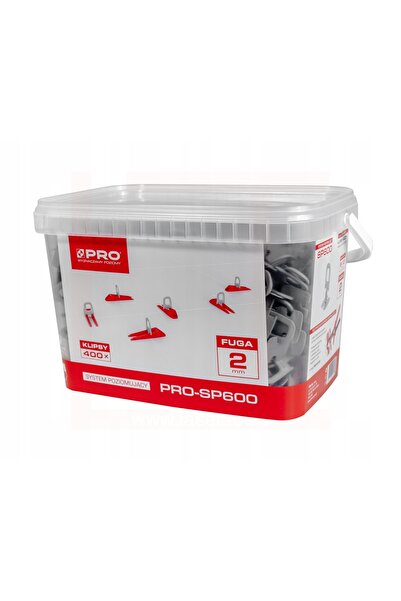 PRO Sistem de nivelare PRO-SP600 cleme de 2 mm 400 bucăți Găleată de 5 litri
