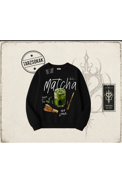 Tarzsokak Unisex Matcha Oversize Unisex Dukserica sa okruglim izrezom, bela