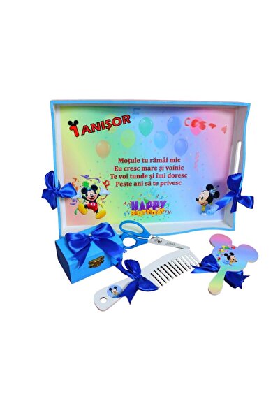 OEM Set de mot, Mickey Mouse, 5 piese, Lemn, Albastru, 20x30cm, EVESMD038
