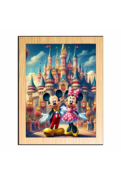 OEM Puzzle din lemn, Minnie Mouse, Mickey Mouse, 9 piese, Multicolor, 15×12 c...