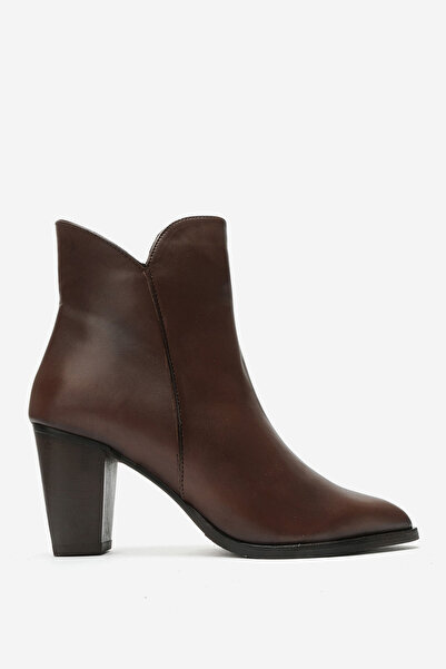 Dericlub Women's Pointed Toe High Heel Boots Real Leather Mt 52426 Brown