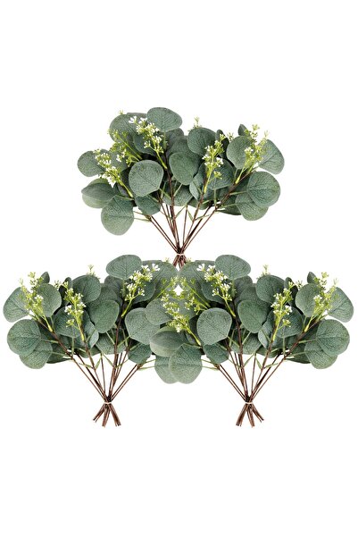 Generic Brand Plante artificiale de eucalipt, 12 bucăți de ramuri artificiale...