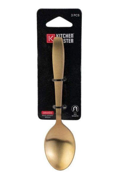 Generic KITCHEN MASTER GOLD DESSERT SPOON 3PC PACK - GRANDE
