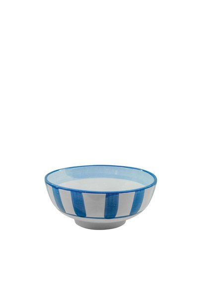 Generic Hand Painted Dark Blue Stripes Ceramic Side Bowl (19x8.5cm)