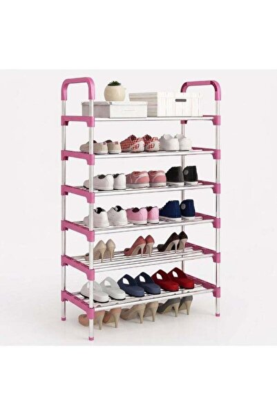 Generic 6-Tier Pink Metal Shoe Rack Organizer Free Standing – Large Capacity ...