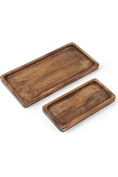 Generic Eminence Home Set of 2 Rustic Wooden Tray Baskets