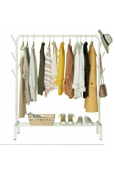 Generic Clothes Rail Stand White for Indoor Outdoor, Clothing Hanger Stand Si...