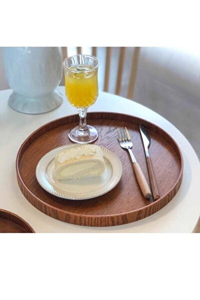 Generic Round Wooden Tray Platter,Large Round Serving Tray With 30 *2 cm Size...