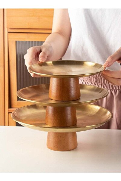 Generic 3PCS Stainless steel party plate Set Stainless Steel Cupcake Stand Ho...