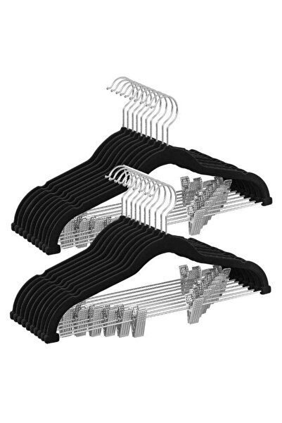 Generic SONGMICS Trouser Hangers, Set of 20 Velvet Hangers with Adjustable Cl...