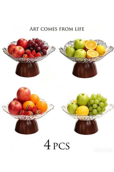 Generic 4 PCS Fruit Bowl Fruit Basket for Kitchen Counter Clear Salad Bowl De...