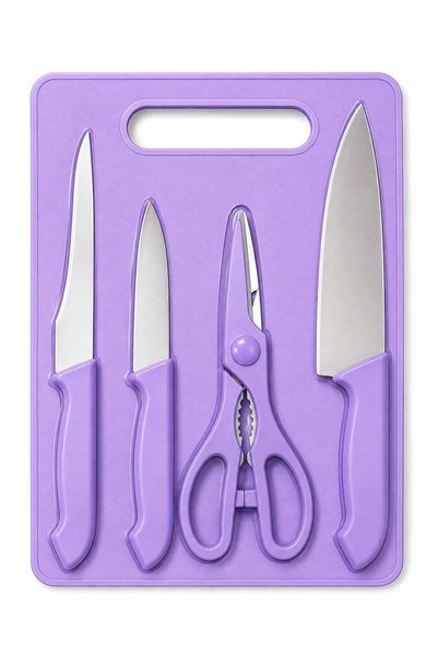 Generic Colorful Kitchen Knife Set 4 Pcs, Colored Knifes and Scissors with Cu...