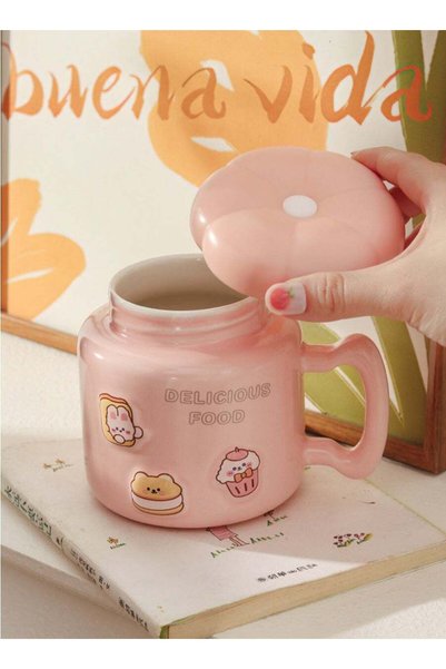 Generic Ceramic Coffee Cup, Creative Cute Design, Milk Cup with Lid, Suitable...