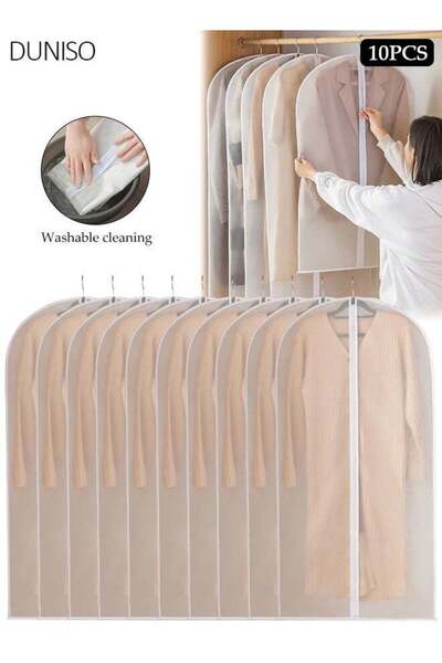 Generic 10 Pack Hanging Garment Bags, Clear PEVA Clothes Cover Bags, Breathab...