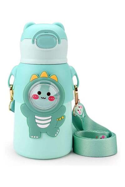 Generic Green 520ml Kids Insulated Water Bottle with Straw: Leak-Proof Stainl...