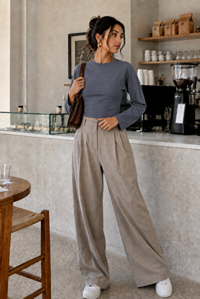 COMBİNE MİCHAİL Smoked Crew Neck Basic Women's Top