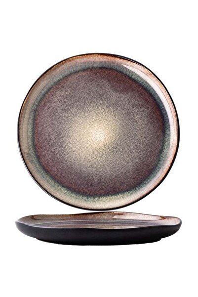 Generic Vintage Irregular Ceramic Dinner Plate, Purple Glazed Finish,10.5inch