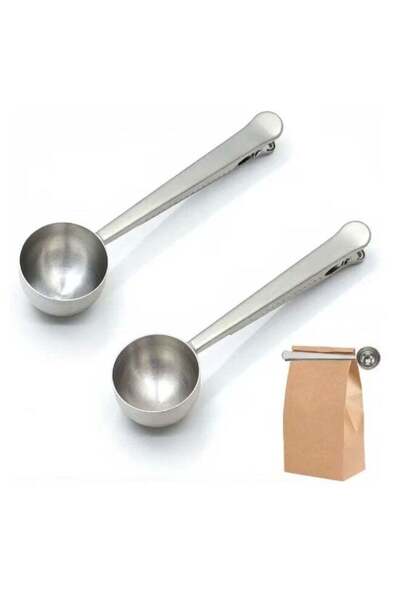 Generic Coffee Scoop Clip Stainless Steel Tablespoon Coffee Spoon with Long H...