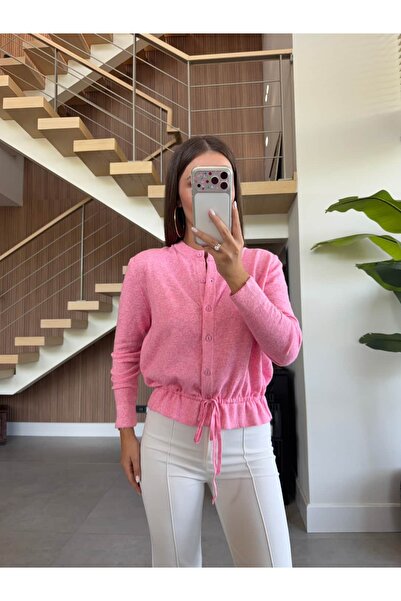 BB Bensu Buyruk Tricoted Cardigan with Waist Ties and Buttons