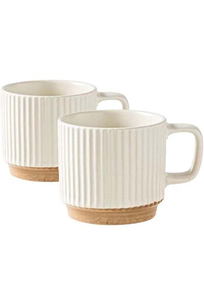 Generic Striped pattern mini coffee mug, beige | Durable ceramic mug, stackab...