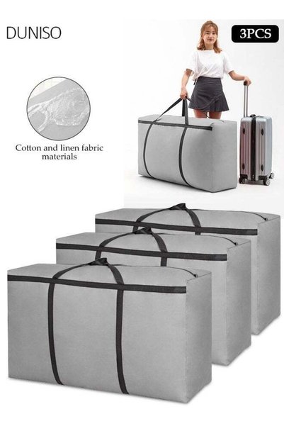 Generic 3 Pack Moving Storage Bag, Thickened Reinforced Heavy Duty Grey Oxfor...