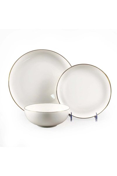 Generic Cuisine Art SOLA 12PCS Bone China Dinner Set – Premium Gold Rim Plate...