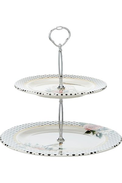 Generic EDESSA Rosy Porcelain Ceramic 2 Tier Cake Stand 20 and 27cm - Beautif...