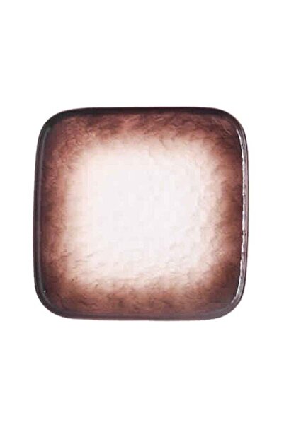 Generic 6-inch Stone Pattern Ceramic Square Plate Brown