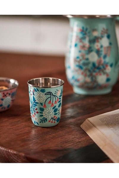 Generic Blue Floral Steel Tumbler Small