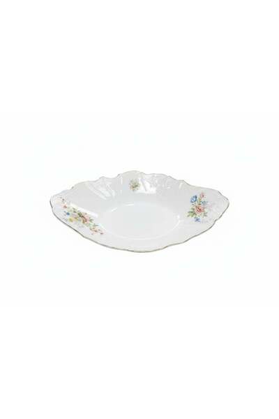 Generic Porcelain Oval Serving Bowl 33.5x21.5 cm | Gold Rim | Floral Design |
