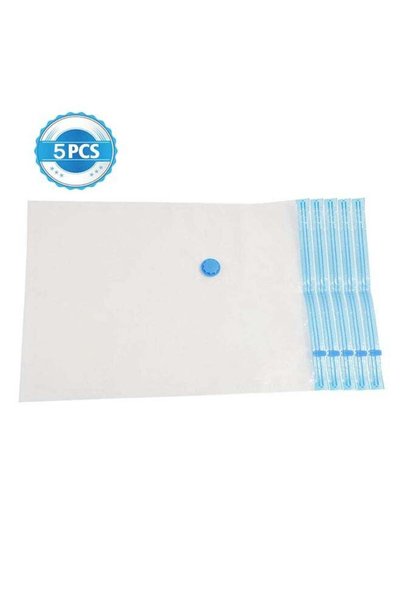 Generic 5-Piece Vacuum Storage Bag Clear/Blue 70x100cm