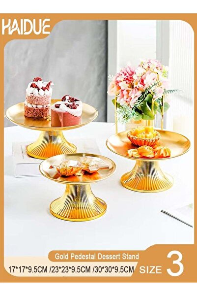Generic Gold Pedestal Dessert Stand, European - Style Wedding Cake Tray Displ...