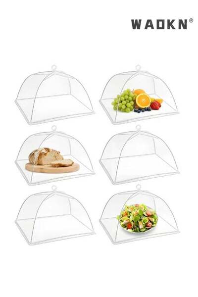 Generic (6 Pack) White picnic netting food cover ，Pop-up Picnic Mesh Food Cov...