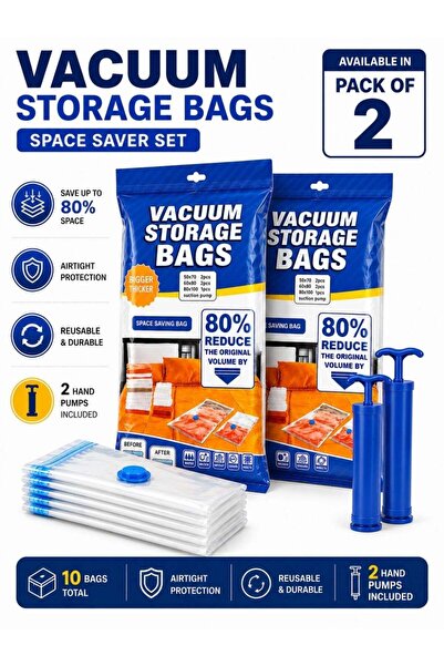 Generic Vacuum Storage Bags with Hand Pump, Space Saving Compression Storage ...