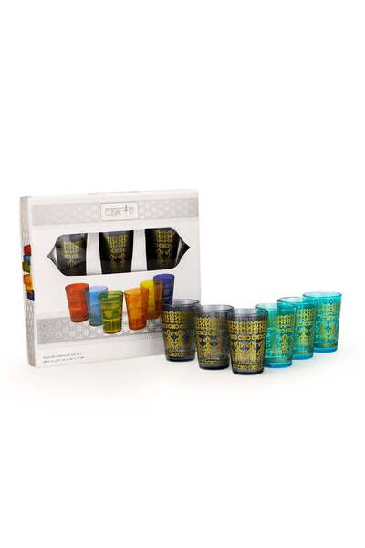 Generic Cuisine Art Jora Deco Moroccan Glass Set, 6 Pieces Multicolor Traditi...