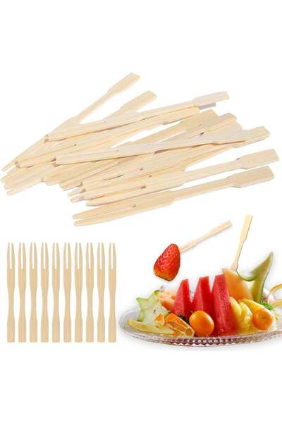 Generic Bamboo Forks for Appetizers, 3.5 inch Mini Forks Bamboo Forks Appetiz...