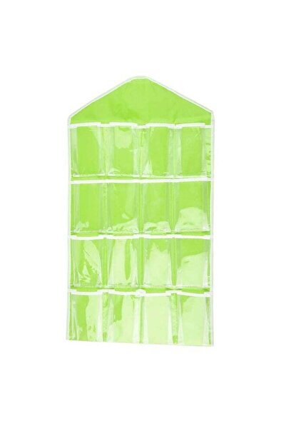 Generic 16-Pocket Hanging Storage Bag Green/Clear 78x48cm
