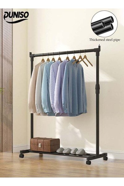 Generic 60CM Simple Drying Rack with Wheels，125cm High Fixed Height Hanger，In...