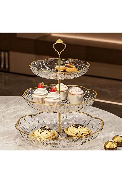 Generic 3 Tier Gold Stand, Dessert Display Rack, Removable Trays, Durable Tie...