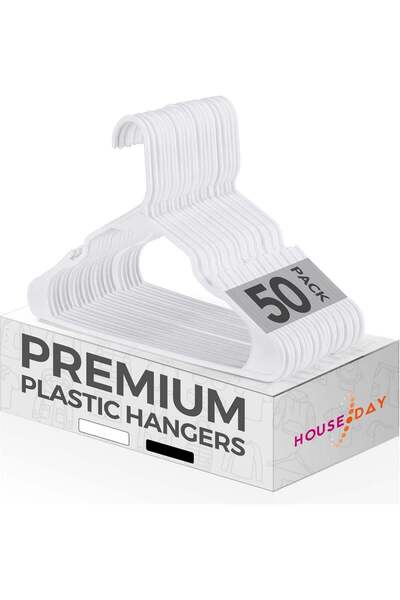 Generic House Day Premium Plastic Hangers - 50 Pack, 16.5" Wide, Odourless, w...
